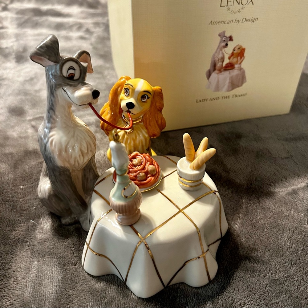 Lenox Disney Showcase Lady and The Tramp Figurine with Gold Accents